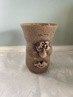 McGillivary ugly Face Sculpted - glazed pottery mug